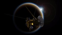 Аппарат Cassini на фоне Титана Аппарат Cassini на фоне Титана
